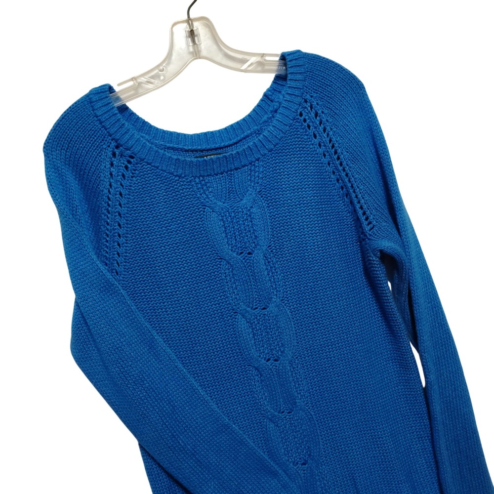 APTIO Blue Cable Knit Sweater Long Sleeve‎ Crew Neck Women's XL - Picture 2 of 7